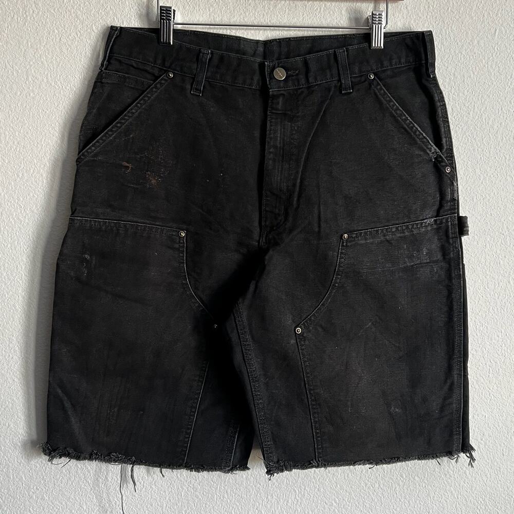 Carhartt faded black double knee work wear carpenter shorts